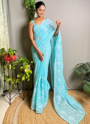 Buy Shimmer Silk Green Casual Wear Sequence Work Saree Online From